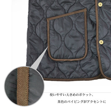 【日本製】 キルティングジャケット メンズ ビジネス カジュアル 軽い 重ね着 無地 中綿 カーキ(FL22FW-003m-kh)