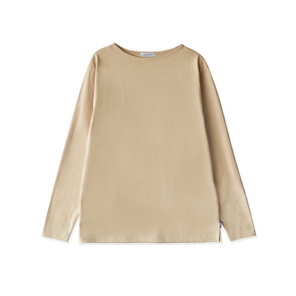 【日本製】 tシャツ 長袖 メンズ ボートネック 綿100% 無地 ハードコットン ベージュ(FL22FW-004M-be)