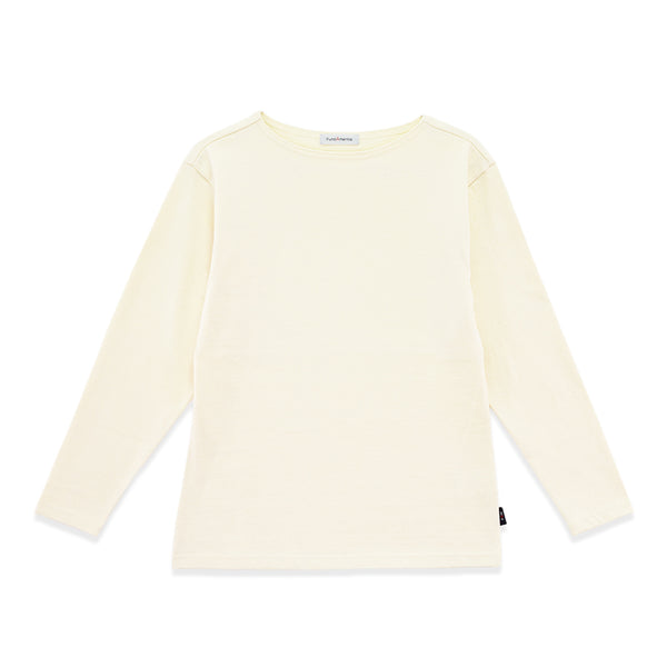 【日本製】 tシャツ レディース 長袖 ボートネック 綿100% ハードコットン 無地 ベージュ(FL22FW-005W-be)