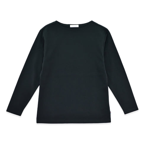 【日本製】 tシャツ レディース 長袖 ボートネック 綿100% ハードコットン 無地 ブラック(FL22FW-005W-bk)