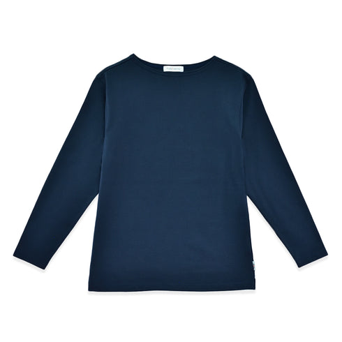 【日本製】 tシャツ レディース 長袖 ボートネック 綿100% ハードコットン 無地 ネイビー(FL22FW-005W-na)