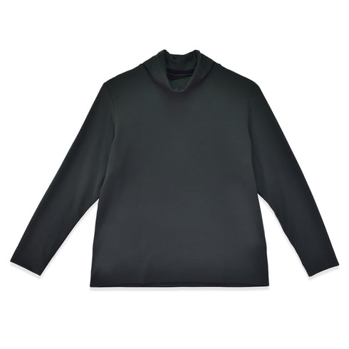 【日本製】 ハイネック インナー レディース 薄手 柔らかい ストレッチ 重ね着 無地 ブラック(FL22FW-008W-bk)