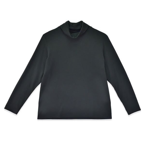 【日本製】 ハイネック インナー レディース 薄手 柔らかい ストレッチ 重ね着 無地 ブラック(FL22FW-008W-bk)