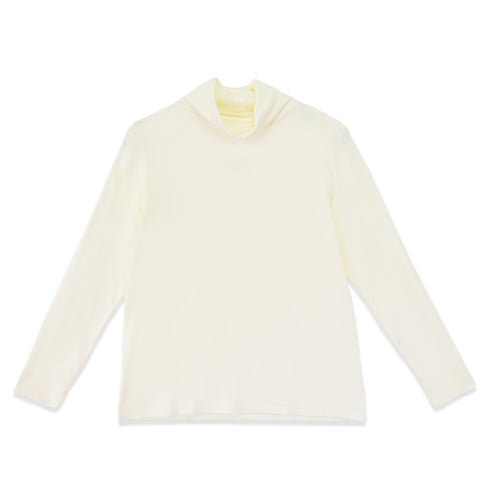【日本製】 ハイネック インナー レディース 薄手 柔らかい ストレッチ 重ね着 無地 オフホワイト(FL22FW-008W-ohw)