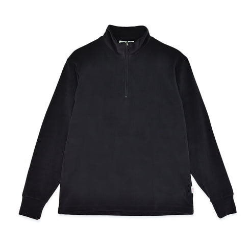 【日本製】 ハイネック インナー メンズ ハーフジップ 長袖 暖かい 表起毛 柔らかい 保湿 無地 ブラック(FL22FW-011M-bk)
