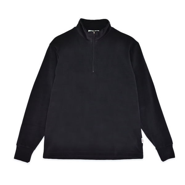 【日本製】 ハイネック インナー メンズ ハーフジップ 長袖 暖かい 表起毛 柔らかい 保湿 無地 ブラック(FL22FW-011M-bk)