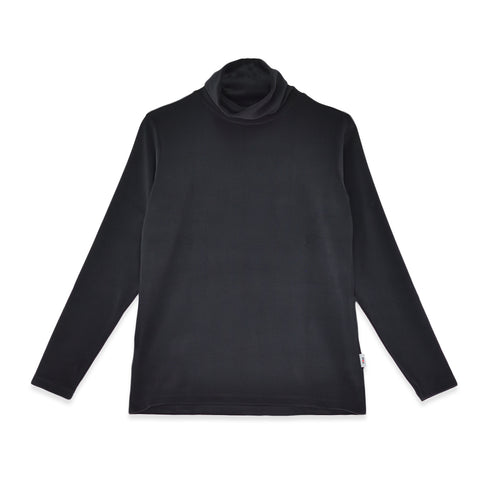 【日本製】 タートルネック インナー レディース 長袖 暖かい 表起毛 柔らかい 保湿 無地 ブラック(FL22FW-013W-bk)