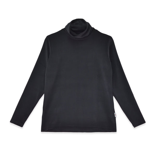 【日本製】 タートルネック インナー レディース 長袖 暖かい 表起毛 柔らかい 保湿 無地 ブラック(FL22FW-013W-bk)