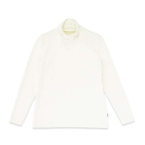 【日本製】 タートルネック インナー レディース 長袖 暖かい 表起毛 柔らかい 保湿 無地 オフホワイト(FL22FW-013W-owh)
