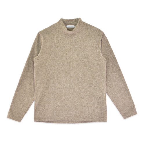 フリース ハイネック メンズ 長袖 カットソー 暖かい 起毛 ストレッチ 無地 ブラウン(FL22FW-014M-br)