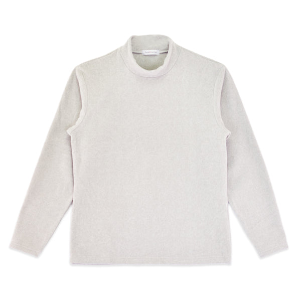 フリース ハイネック メンズ 長袖 カットソー 暖かい 起毛 ストレッチ 無地 ライトグレー(FL22FW-014M-lgr)