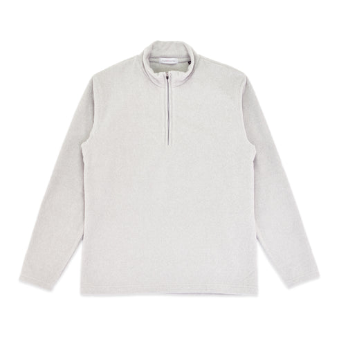 フリース ハイネック メンズ ハーフジップ 長袖 カットソー 暖かい 起毛 ストレッチ 無地 ライトグレー(FL22FW-015M-lgr)