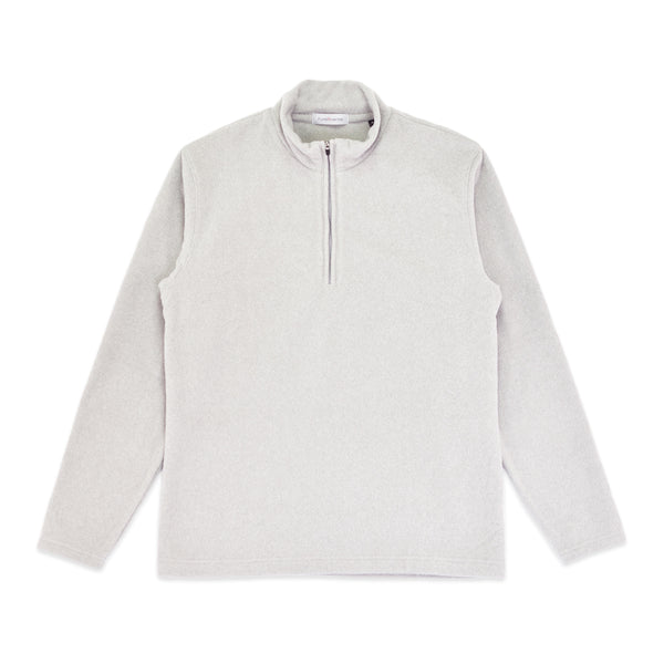 フリース ハイネック メンズ ハーフジップ 長袖 カットソー 暖かい 起毛 ストレッチ 無地 ライトグレー(FL22FW-015M-lgr)