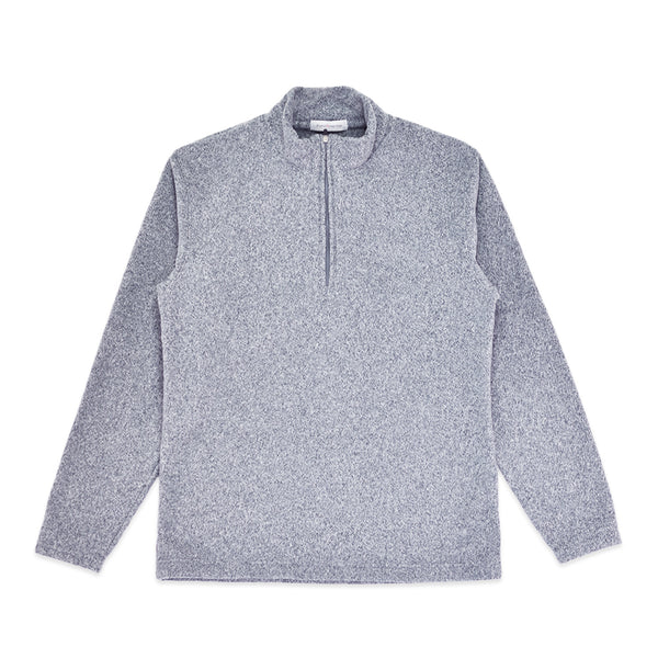 フリース ハイネック メンズ ハーフジップ 長袖 カットソー 暖かい 起毛 ストレッチ 無地 ネイビー(FL22FW-015M-na)