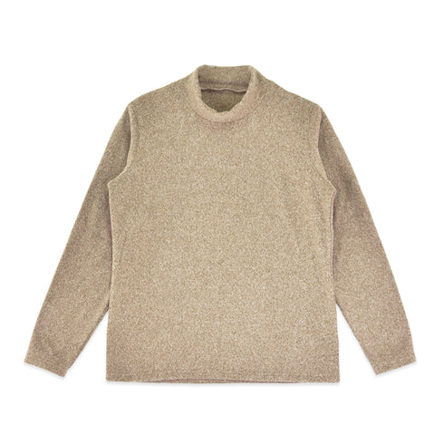 フリース ハイネック レディース 長袖 カットソー 暖かい 起毛 ストレッチ 無地 ブラウン(FL22FW-016W-br)