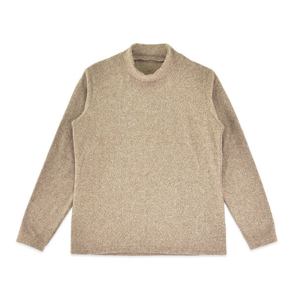 フリース ハイネック レディース 長袖 カットソー 暖かい 起毛 ストレッチ 無地 ブラウン(FL22FW-016W-br)