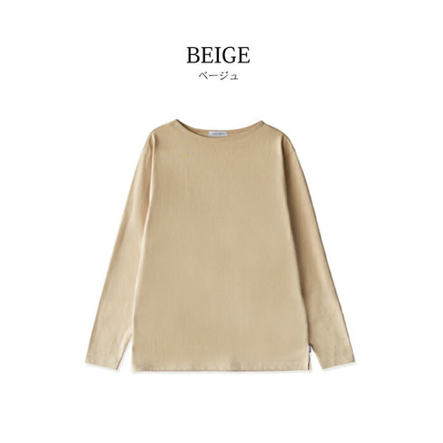 【日本製】 tシャツ 長袖 メンズ ボートネック 綿100% 無地 ハードコットン ベージュ(FL22FW-004M-be)