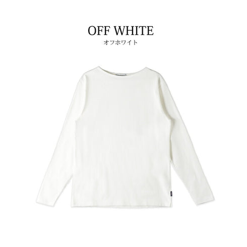 【日本製】 tシャツ 長袖 メンズ ボートネック 綿100% 無地 ハードコットン ベージュ(FL22FW-004M-be)