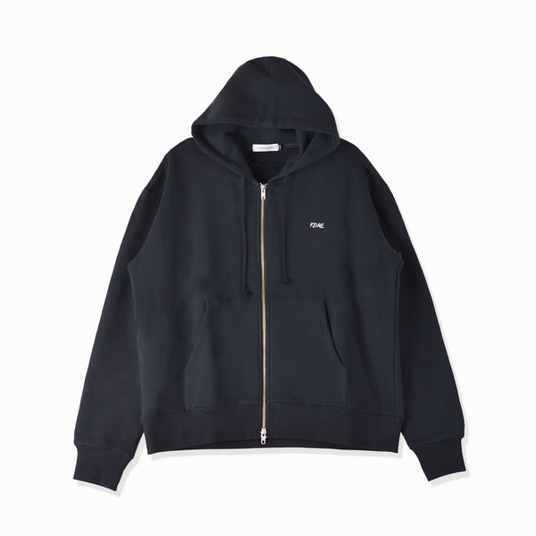 【日本製】 パーカー スウェット メンズ  裏起毛 暖かい フルジップ 無地 ブラック(FL23FW-003-bk)