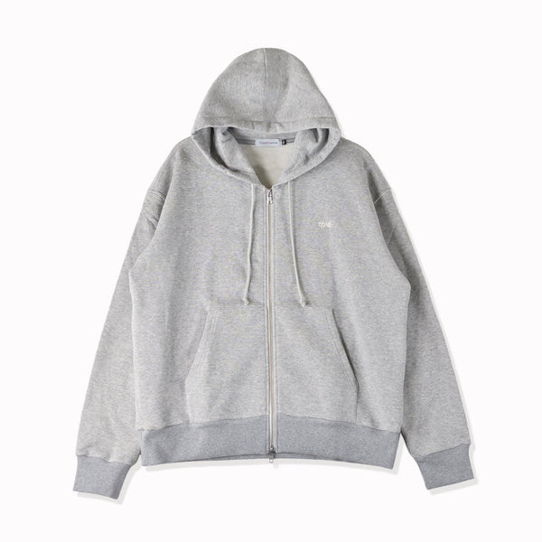 【日本製】 パーカー スウェット メンズ  裏起毛 暖かい フルジップ 無地 グレー(FL23FW-003-gr)