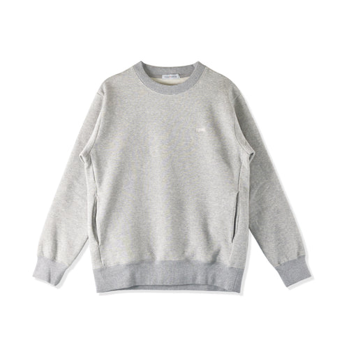 【日本製】 スウェット メンズ トレーナー 長袖 裏起毛 暖かい 無地 クルーネック 丸首 グレー杢(FL23FW-004-gr)