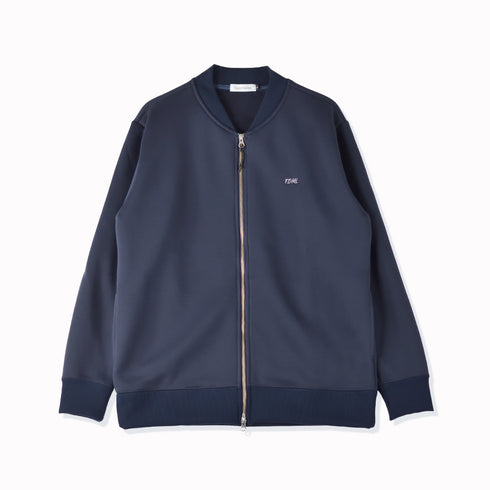 【日本製】 ジャケット メンズ フルジップ スウィングトップ 無地 ダンボールニット ネイビー(FL23FW-005-na)