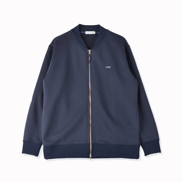 【日本製】 ジャケット メンズ フルジップ スウィングトップ 無地 ダンボールニット ネイビー(FL23FW-005-na)