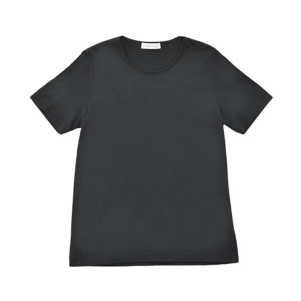 【日本製】 tシャツ レディース 半袖 カットソー クルーネック 軽い イージーケア 綿モダール コットン 無地 ブラック(FL23SS-0010W-bk)