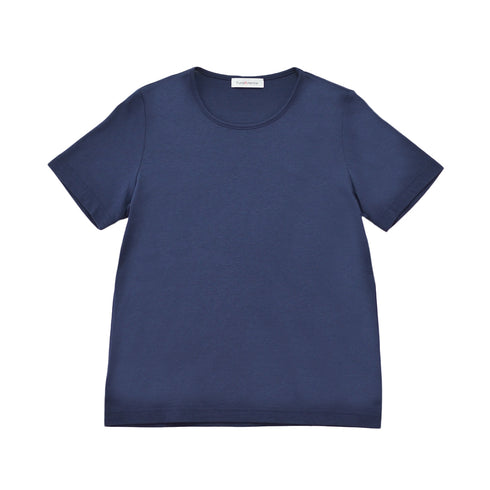 【日本製】 tシャツ レディース 半袖 カットソー クルーネック 軽い イージーケア 綿モダール コットン 無地 ネイビー(FL23SS-0010W-na)