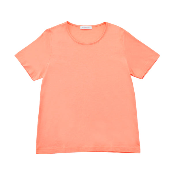 【日本製】 tシャツ レディース 半袖 カットソー クルーネック 軽い イージーケア 綿モダール コットン 無地 オレンジ(FL23SS-0010W-or)