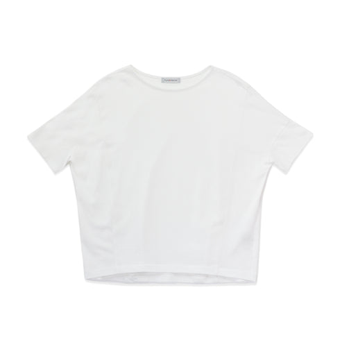 【日本製】 tシャツ レディース 半袖 デザインカットソー ボートネック 軽い イージーケア 綿モダール コットン 無地 ホワイト(FL23SS-0011W-wh)