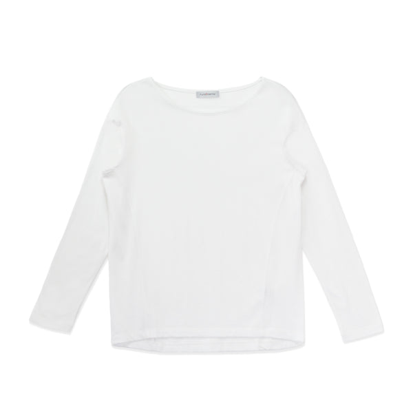 【日本製】 tシャツ レディース 長袖 カットソー ボートネック 軽い イージーケア 綿モダール コットン 無地 ホワイト(FL23SS-0012W-wh)