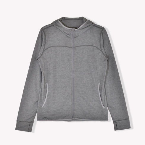 パーカー レディース フルジップ 吸汗速乾 UVカット 軽い 無地 羽織 チャコール(FL23SS-001W-ch)