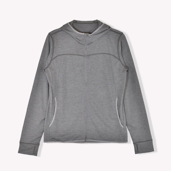 パーカー レディース フルジップ 吸汗速乾 UVカット 軽い 無地 羽織 チャコール(FL23SS-001W-ch)