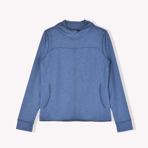 パーカー レディース フルジップ 吸汗速乾 UVカット 軽い 無地 羽織 ネイビー(FL23SS-001W-na)