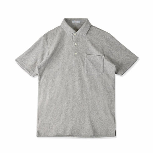 パイル地 ポロシャツ メンズ 半袖 オーガニックコットン 綿100% 無地 セミワイドカラー グレー(FL23SS-004M-gr)