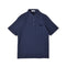 ワッフル ポロシャツ メンズ 半袖 綿100% ストレッチ 無地 セミワイドカラー ネイビー(FL23SS-009M-na)
