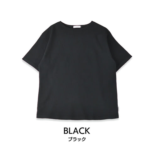 【日本製】 ワッフル tシャツ メンズ 半袖 ボートネック 綿100% ゆったり 大きいサイズ 無地 カーキ(FL23SS-014m-kh)