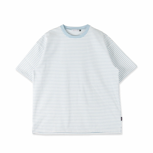 【日本製】 ボーダー tシャツ メンズ 半袖 綿100% 厚手 大きいサイズ クルーネック 丸首 ハードコットン ブルー(FL23SS-017M-bl)