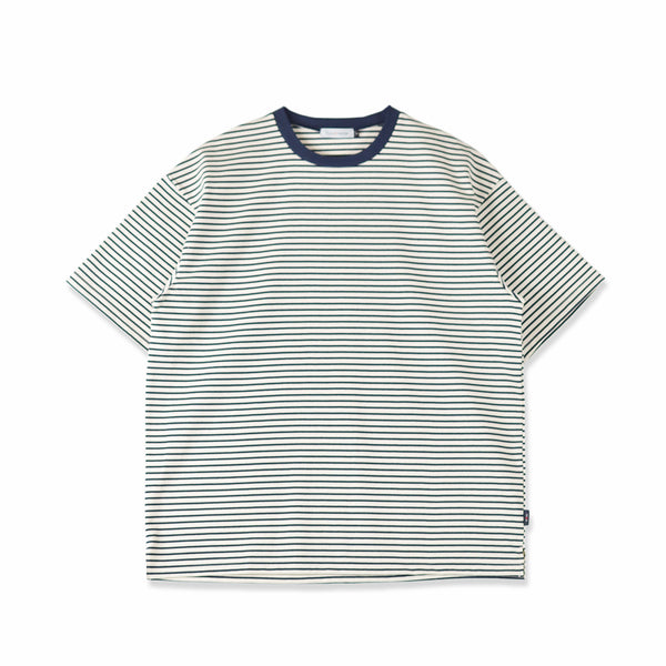 【日本製】 ボーダー tシャツ メンズ 半袖 綿100% 厚手 大きいサイズ クルーネック 丸首 ハードコットン ホワイト(FL23SS-017M-wh)