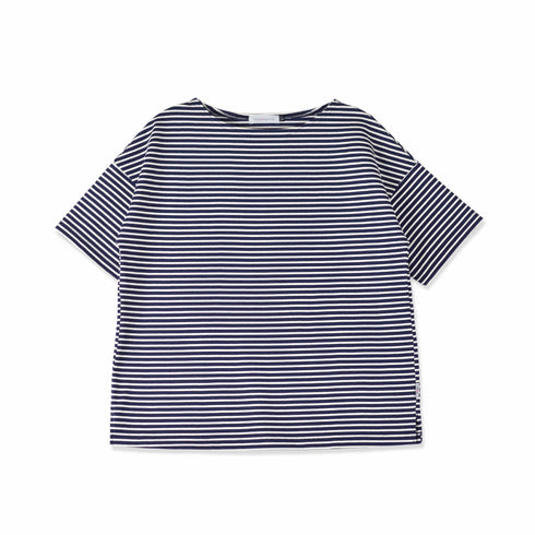 【日本製】tシャツ レディース 半袖 ボーダーtシャツ 綿100% ハードコットン ネイビー(FL23SS-018W-na)