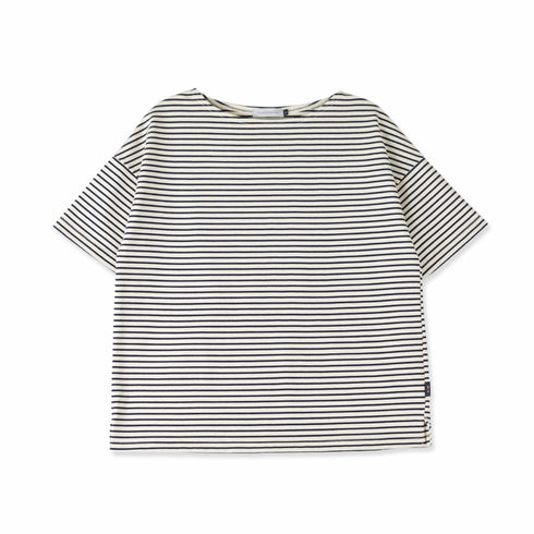 【日本製】tシャツ レディース 半袖 ボーダーtシャツ 綿100% ハードコットン ホワイト(FL23SS-018W-wh)