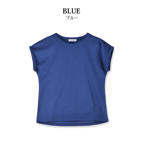 【日本製】 tシャツ レディース 半袖 インナー 柔らかい 薄手 無地 ショートスリーブ ブルー(FL23SS-21W-bl)