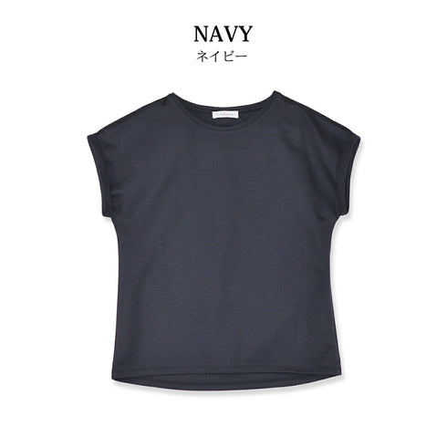 【日本製】 tシャツ レディース 半袖 インナー 柔らかい 薄手 無地 ショートスリーブ ネイビー(FL23SS-21W-na)