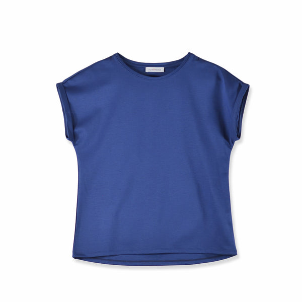 【日本製】 tシャツ レディース 半袖 インナー 柔らかい 薄手 無地 ショートスリーブ ブルー(FL23SS-21W-bl)