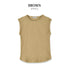 【日本製】 ノースリーブ レディース インナー タンクトップ オーガニックコットン 綿100% 無地 ブラウン(FL23SS-22W-br)