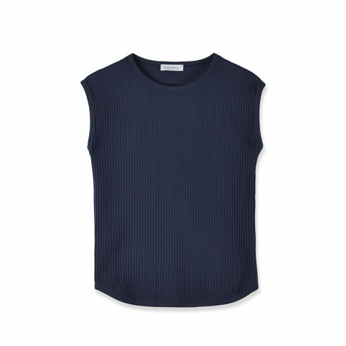 【日本製】 ノースリーブ レディース インナー タンクトップ オーガニックコットン 綿100% 無地 ネイビー(FL23SS-22W-na)