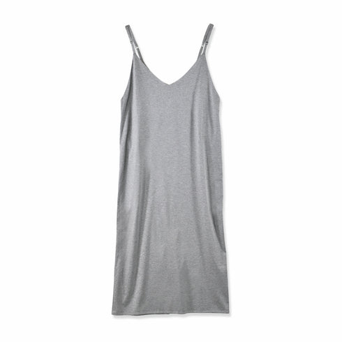 【日本製】 キャミワンピース レディース ロング丈 薄手 柔らかい 肩紐調整 無地 グレー(FL23SS-23W-gr)