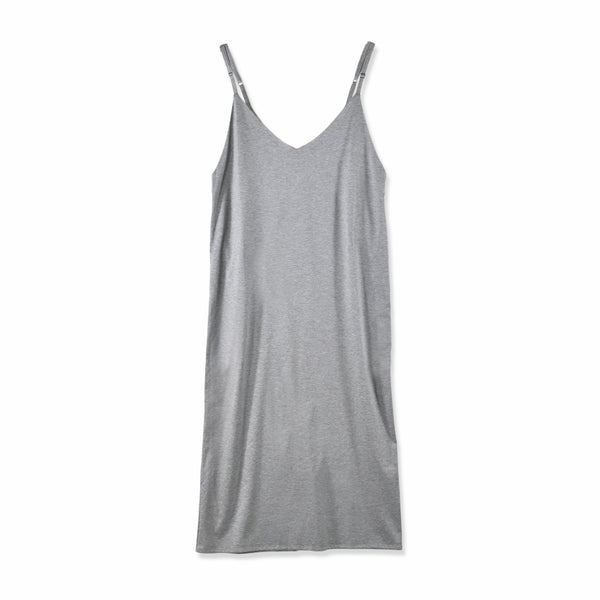 【日本製】 キャミワンピース レディース ロング丈 薄手 柔らかい 肩紐調整 無地 グレー(FL23SS-23W-gr)