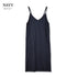 【日本製】 キャミワンピース レディース ロング丈 薄手 柔らかい 肩紐調整 無地 ネイビー(FL23SS-23W-na)